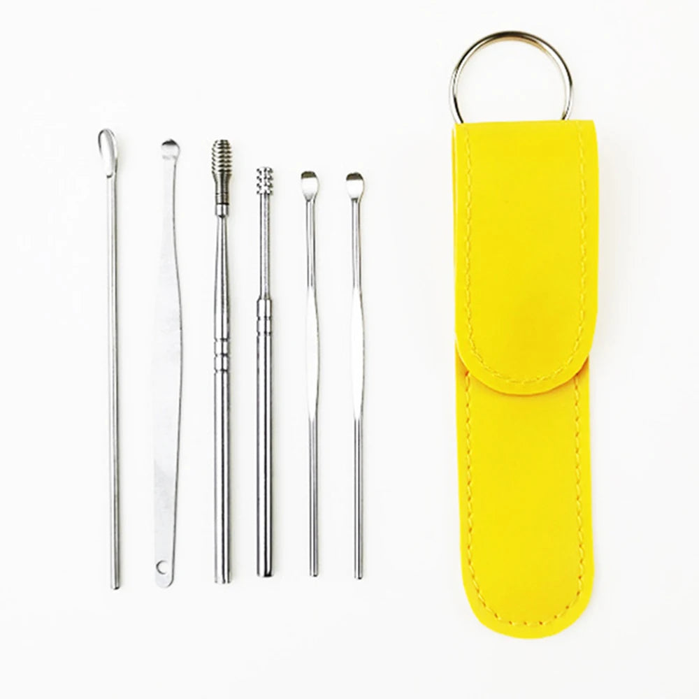Earwax Remover Ear Cleaner Wax Removal Tool Earpick Sticks Curette Ear Pick Cleaning Ear Cleanser Spoon Health Care Earpick 6PCS