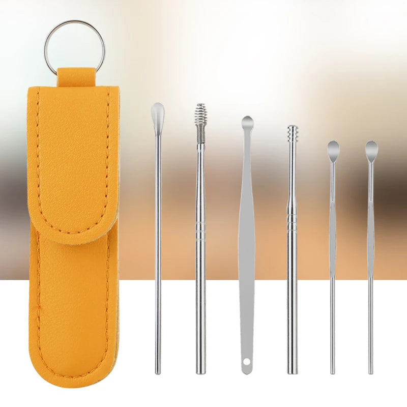Earwax Remover Ear Cleaner Wax Removal Tool Earpick Sticks Curette Ear Pick Cleaning Ear Cleanser Spoon Health Care Earpick 6PCS