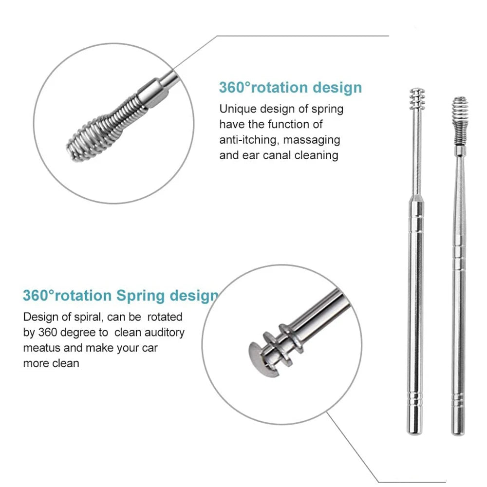 Earwax Remover Ear Cleaner Wax Removal Tool Earpick Sticks Curette Ear Pick Cleaning Ear Cleanser Spoon Health Care Earpick 6PCS