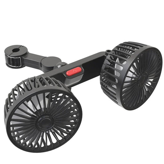 Portable USB Automotive Fan 360 Degree Rotatable Dual Head Electric Air Conditioner Seat Fan for Home Office 3 Speed Options